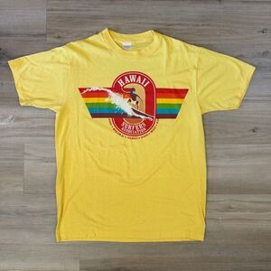 Vintage Hawaiian Surf Islands Shirt Yellow Sz XL Single Stitch Made In USA 90s